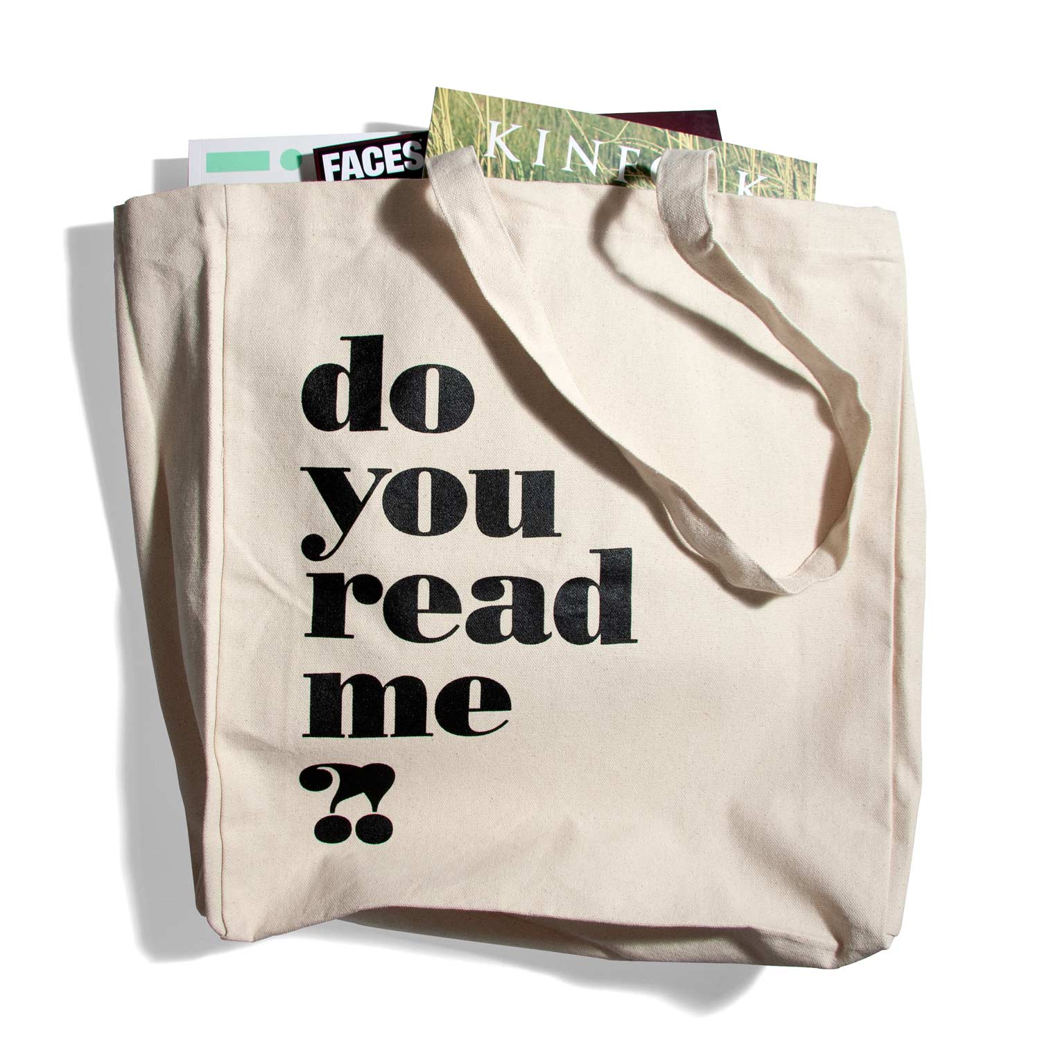 do you read me?! tote bag - natural/black (supersized and strong)